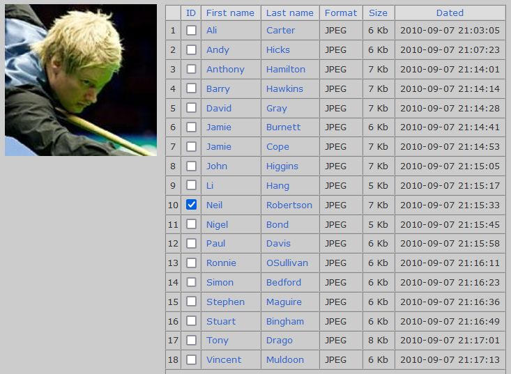 Upload player photos